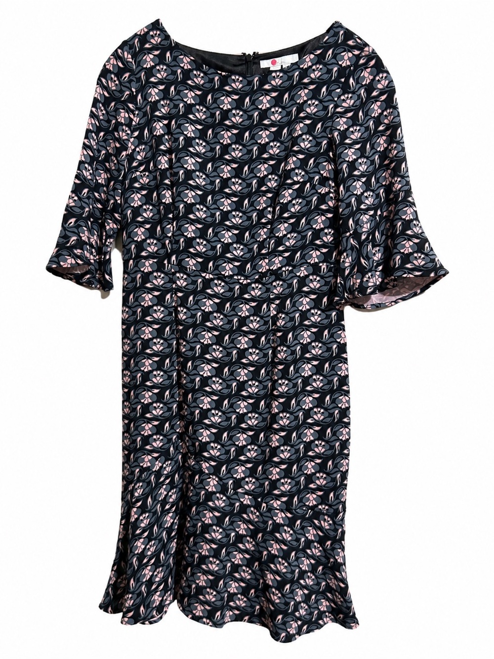 Boden Navy & Blush Floral Print Flutter Sleeve Dress Size US 2P